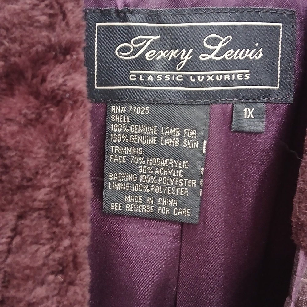 Terry Lewis Genuine Lamb Jacket  Rich Eggplant Color Sz 1X  LUXURY - Picture 4 of 12